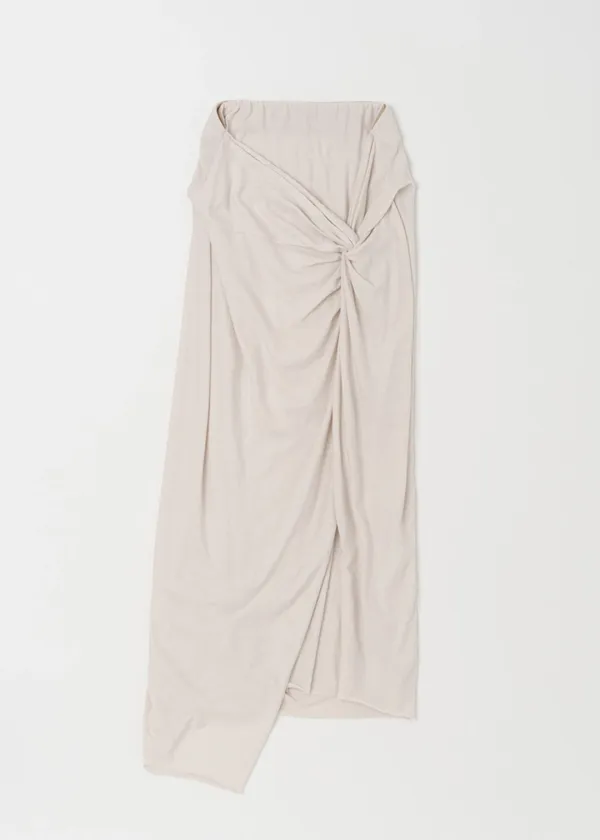 DRAPED KNOT MAXI SKIRT IN ECRU