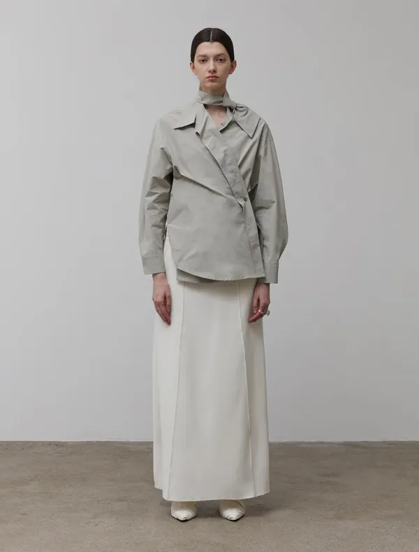 SCARF WRAP SHIRT [KHAKI]