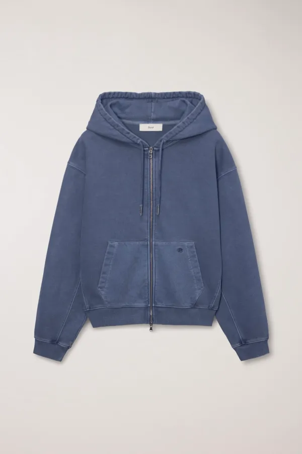 UNISEX GARMENT DYED ZIP-UP HOODIE NAVY_UDTS6A114N2