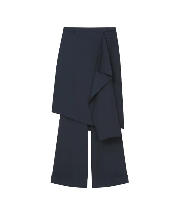 Draped midi skirt pants SET CHARCOAL