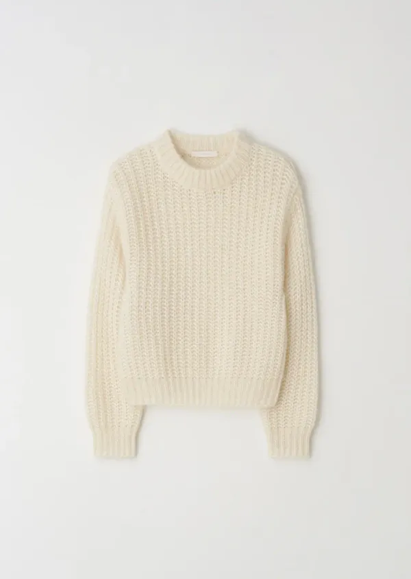 kid mohair half neck knit-ivory
