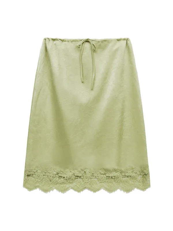 LACE JACQUARD SKIRT (OLIVE)