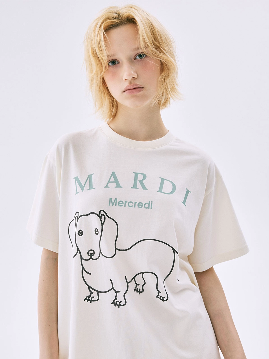 마르디 메크르디 [6/9 순차배송] TSHIRT DDANJI CH.06_CREAM MOSSGREEN 상품 이미지 2