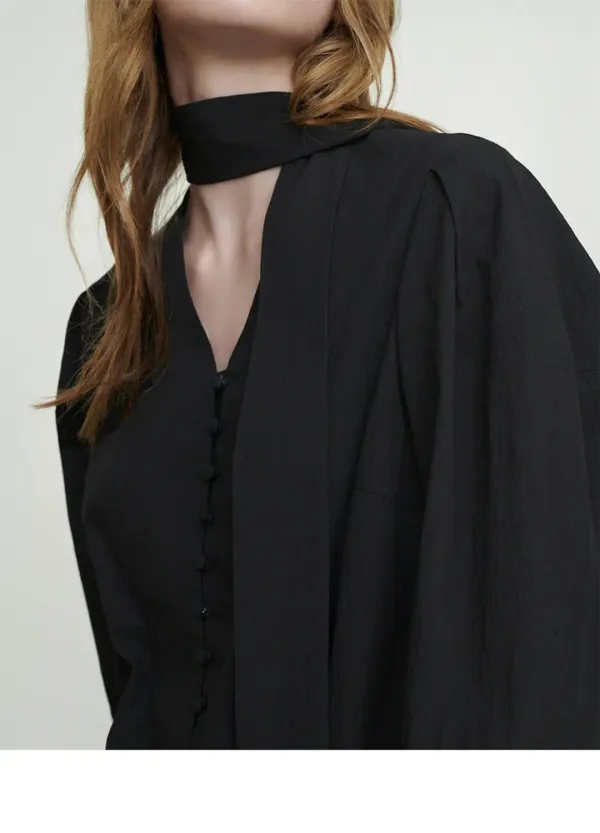 Tie Puff Sleeve Blouse SW4XB354-10