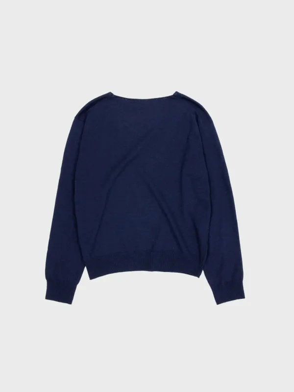 V-neck cotton knit_Navy
