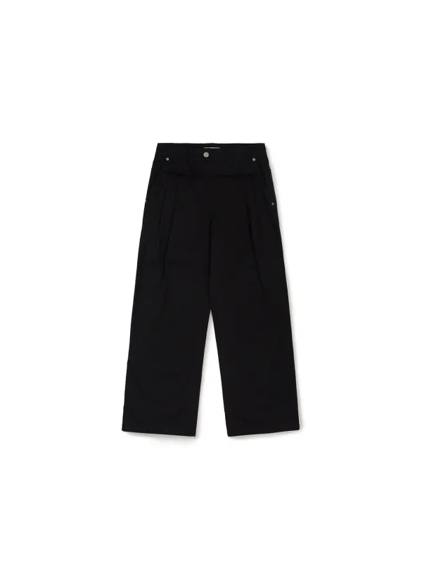 FRAYED LINE DETAIL PANTS (BLACK)