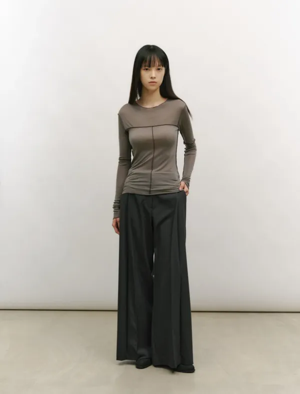 SOFT STITCH LINE T-SHIRT [MOCHA]