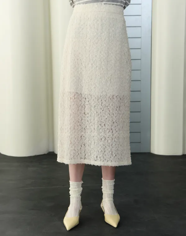 H Line See-through Long Skirt - Ivory