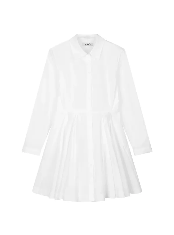 FLARED SHIRT DRESS (WHITE)