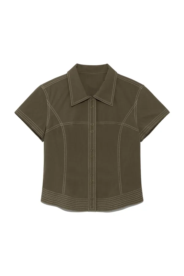 STITCH POINT SLIM SHIRKET IN KHAKI
