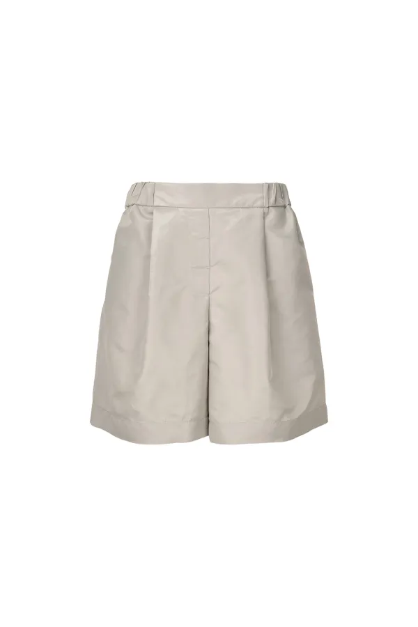 Half-banded Nylon Shorts, Khaki Beige