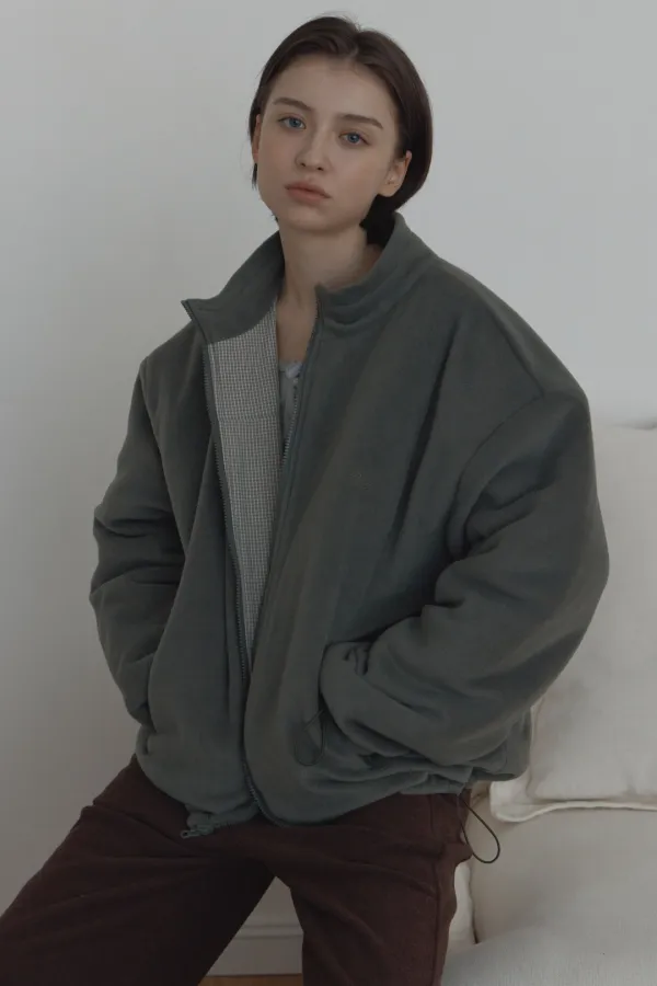 reversible zip up jacket_light khaki