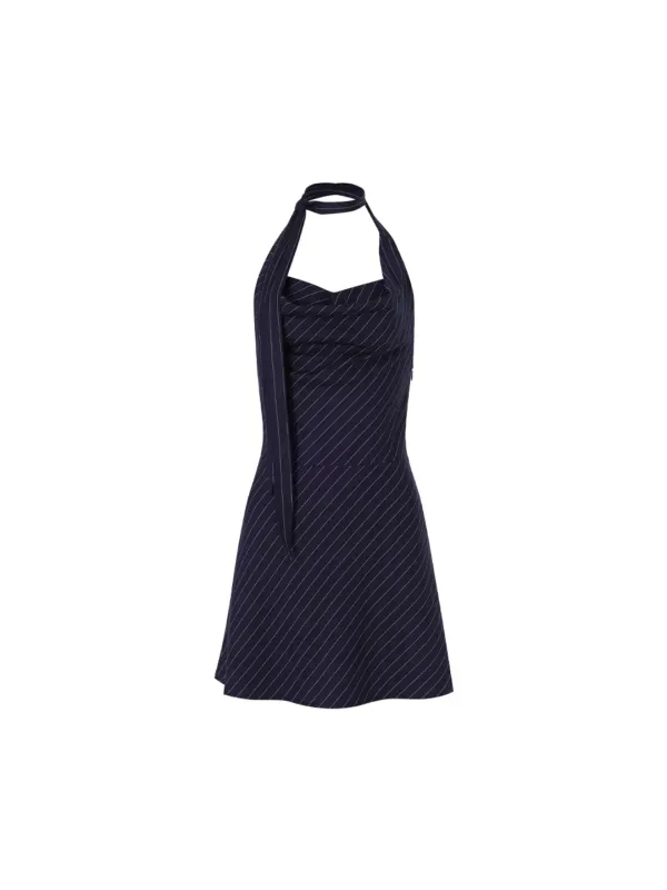 [홍지윤 착용] Scarf flare dress (Navy)