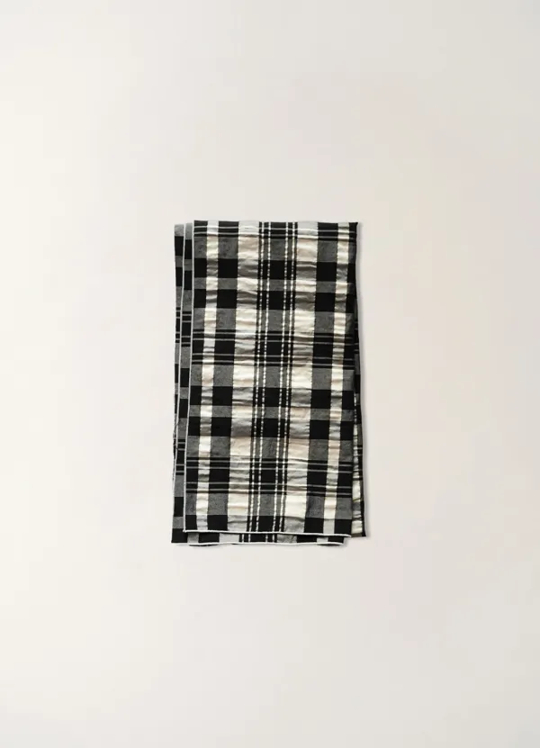 3RD / Textured check scarf (Black)