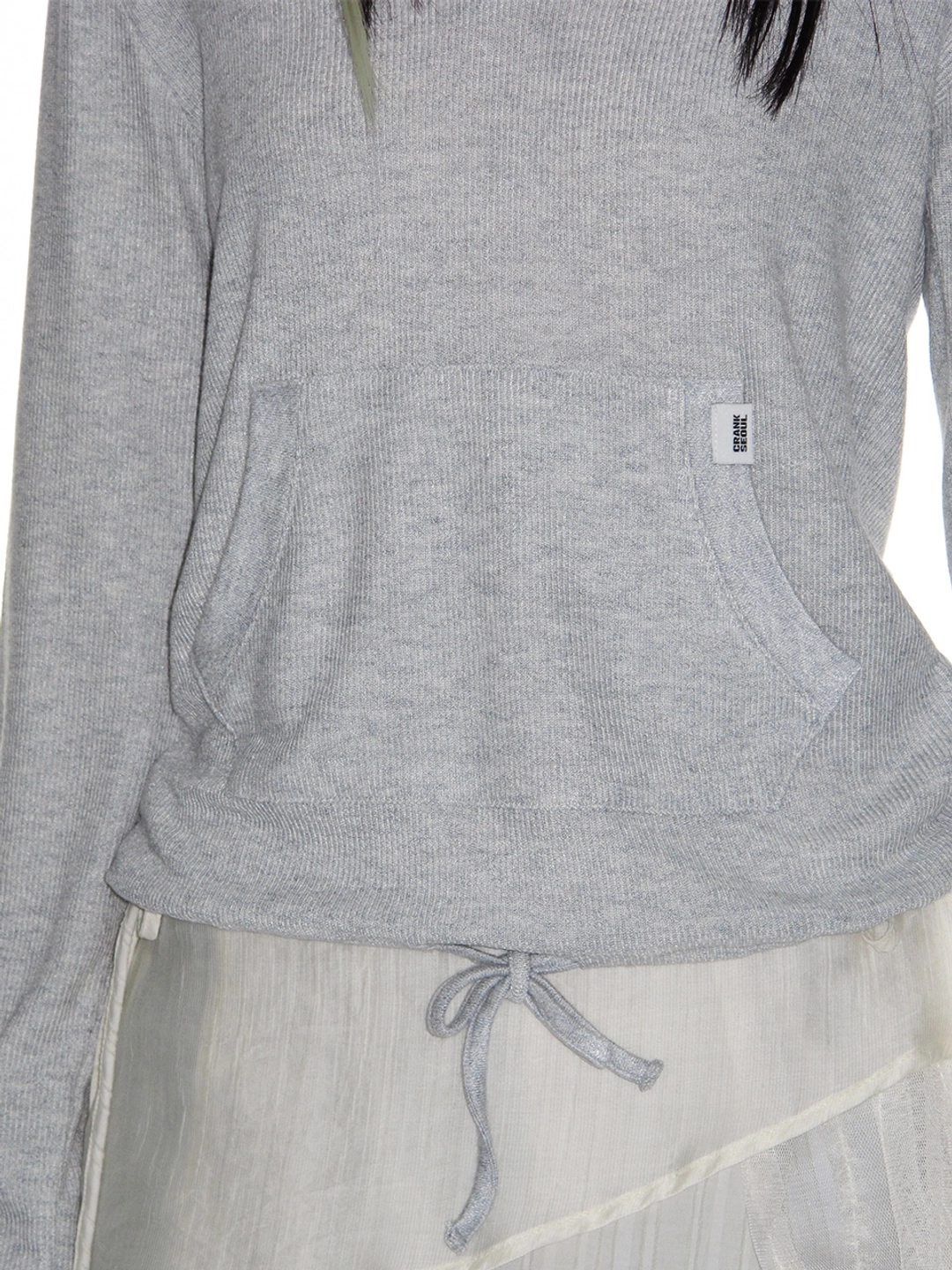 크랭크 SOFT RIB HOODED TOP_LIGHT MELANGE GREY 상품 이미지 2