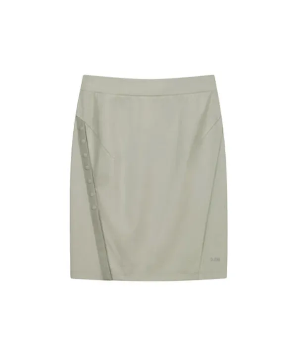 Button Slit Midi Skirt / Mint Grey