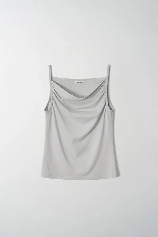 draping sleeveless top_cloudy gray