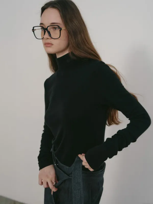 [5th] SIENNA Wool-Blend Turtleneck Top_Black