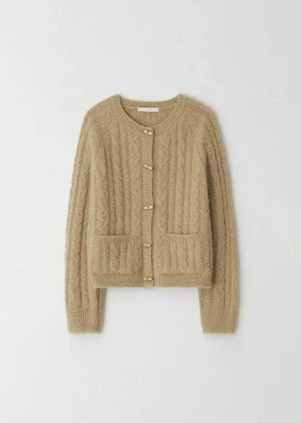 alpaca kint toggle cardigan-beige
