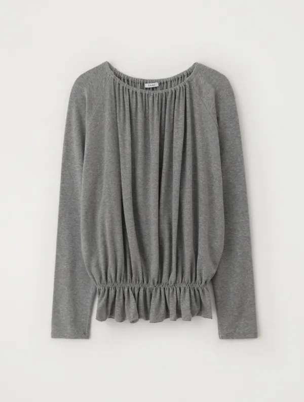 Wool Shirring Banding Top (Grey)