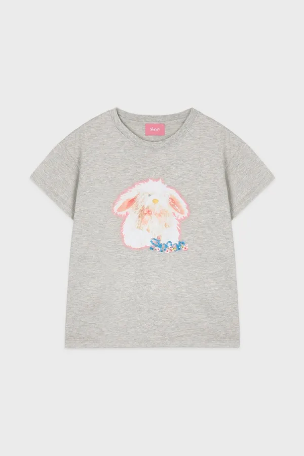 Rabbit Beads T-Shirt (Melange Grey)