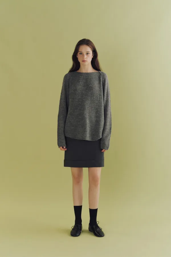 Bailey boat neck sheer knit (charcoal)