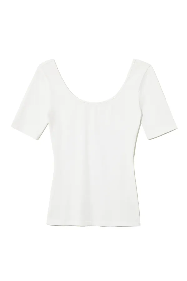 SCOOP NECK BASIC TOP [WHITE]