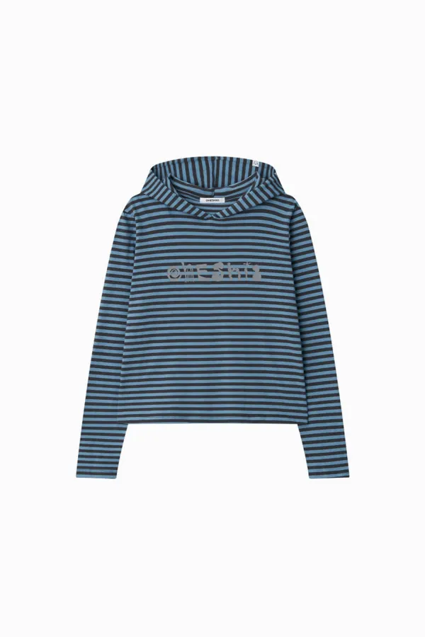 STRIPED HOODED LONG SLEEVE, BLUE