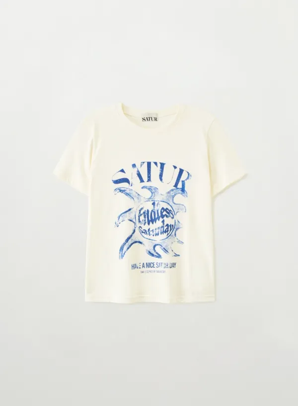 (W) Sun Retro Graphic T-Shirt - Art Blue