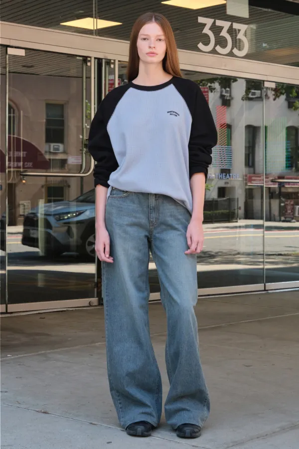 [Release] 9.23 출고 Pecan Waffle Raglan Long Top - Light Blue(Black)