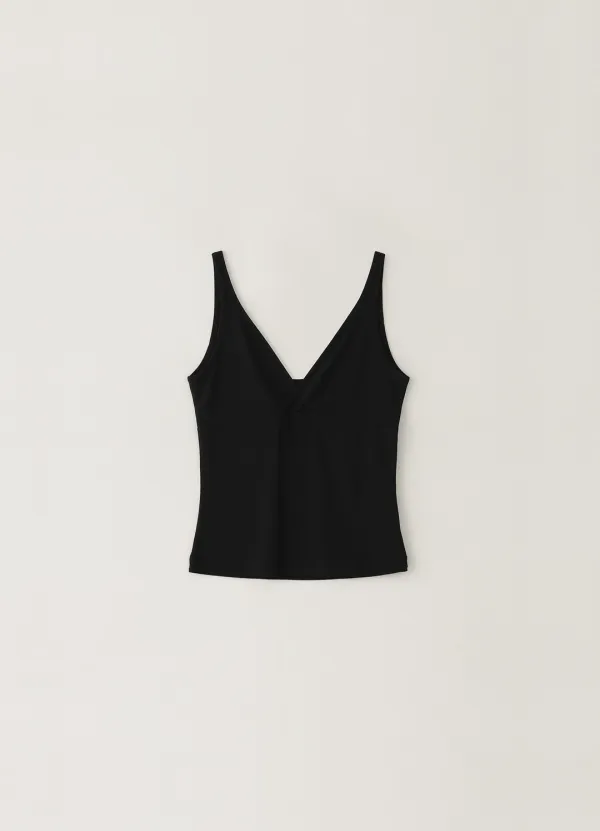 Spandex V-neck Sleeveless 2 - Black - pebblem