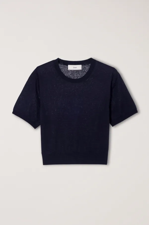 UNISEX LINEN CREWNECK KNIT NAVY_UDSW6B128N2