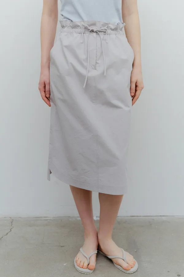 cotton shirring banding skirt (light grey)