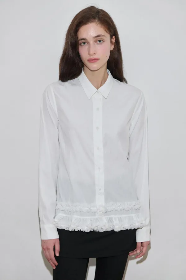 Logo Frill Collar Shirt (White)