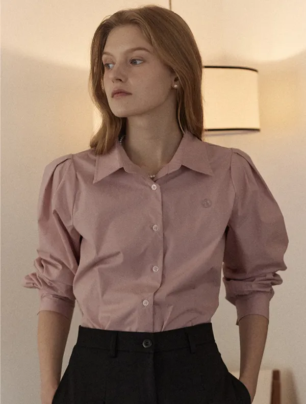 Puff Sleeve Logo Blouse - Pink