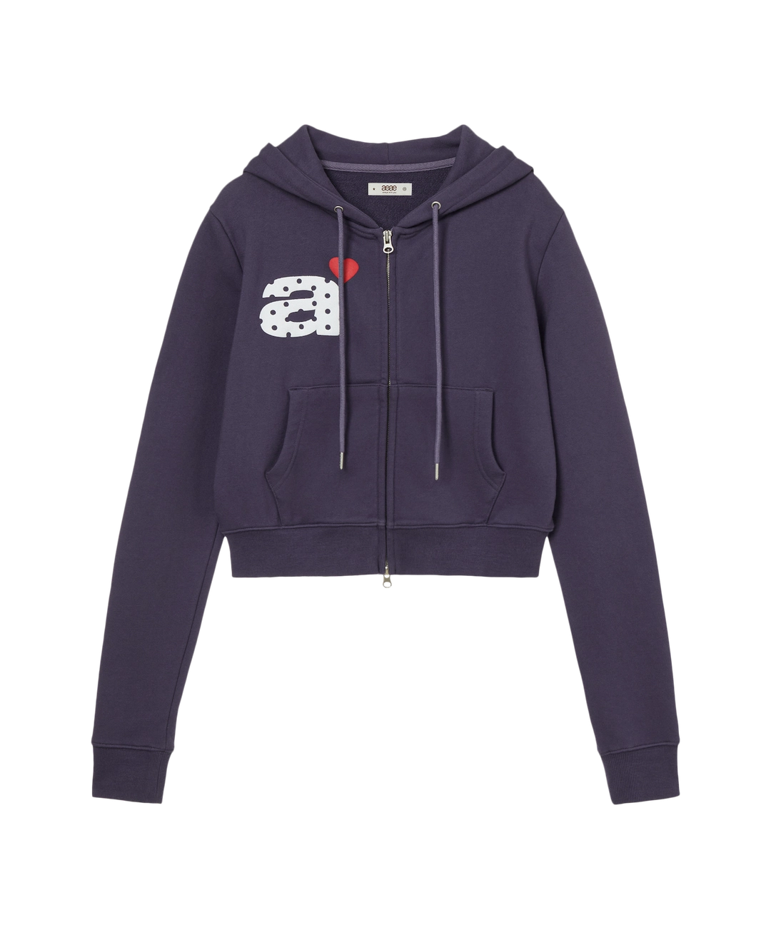 에이이에이이 DOT SMALL LETTER CROP HOOD ZIP UP [PURPLE] 상품 이미지 1