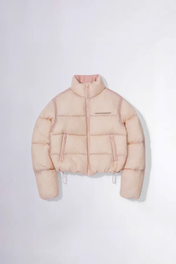 104 Sheer Cropped Puffer Down Peach Pink