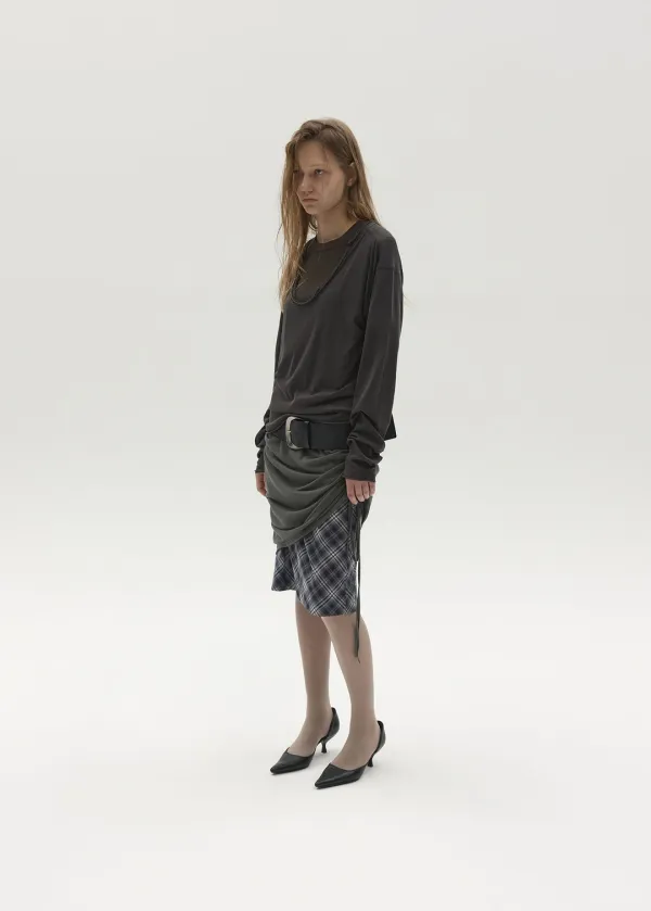 DEEP NECK COTTON TOP (DARK GREY)