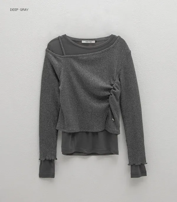 (T-6950)ZCY GLITTER UNBLANCE TEE