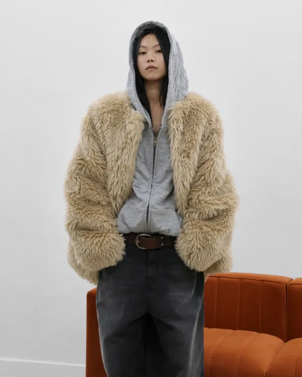 25FW hairy faux fur coat