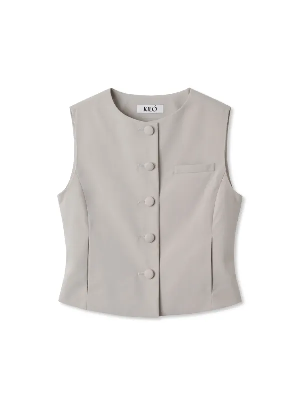 ROUND SINGLE VEST (GREIGE)