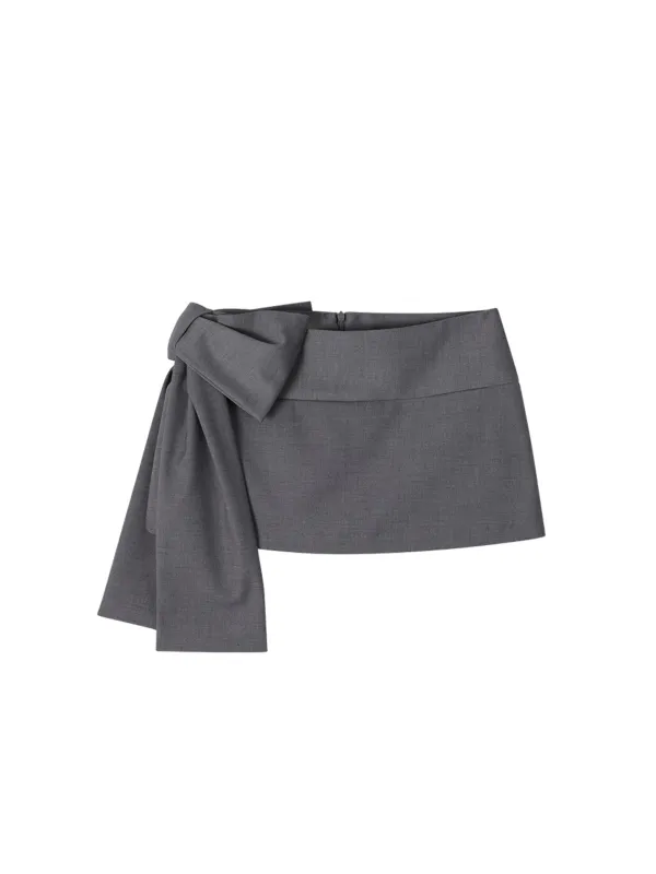RIBBON MICRO SKIRT_GREY