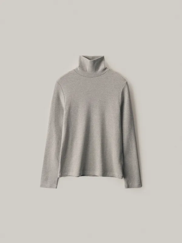 스트라이프 롤넥 탑_4color