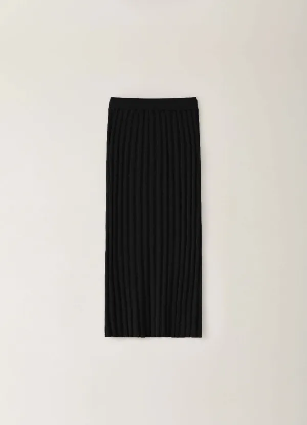 [Limited] Ribbed Slim Maxi Skirt - Black