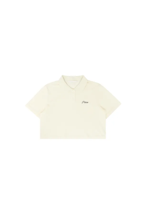 Piv\'vee Lettering Crop PK Shirt (sand beige)