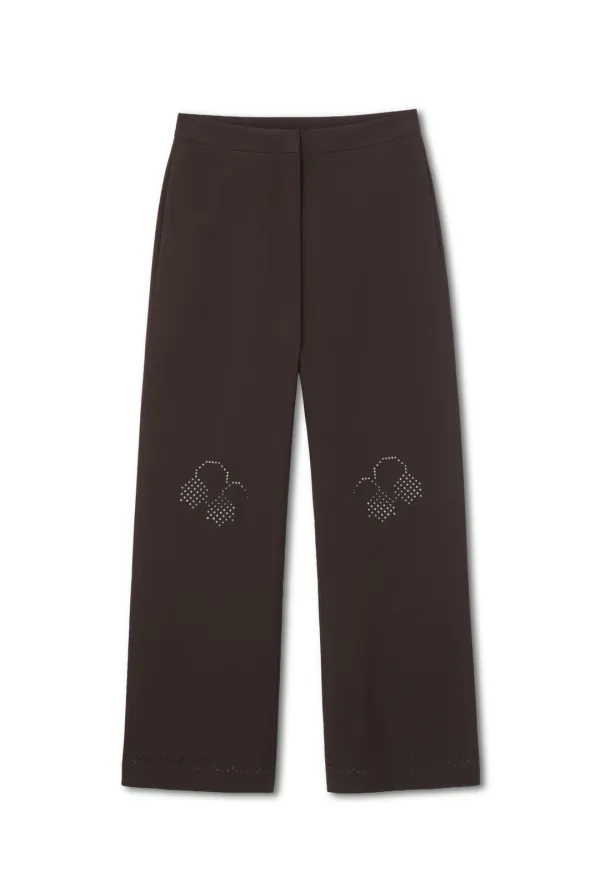 LASER-CUT DETAIL PANTS (BROWN)