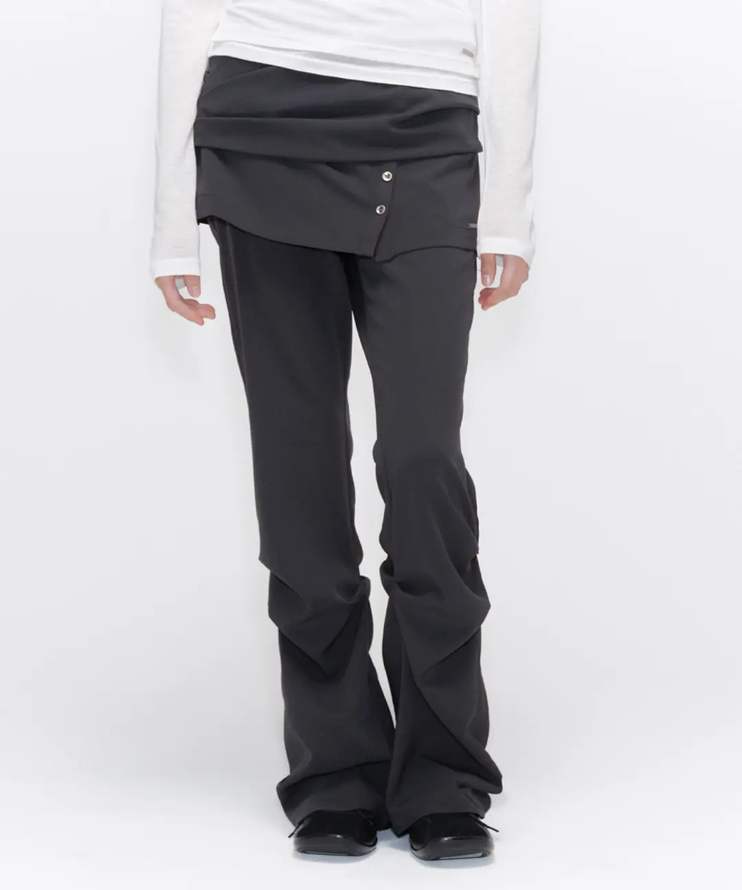 미세키서울 Draped shirt skirt pants SET CHARCOAL 상품 이미지 2