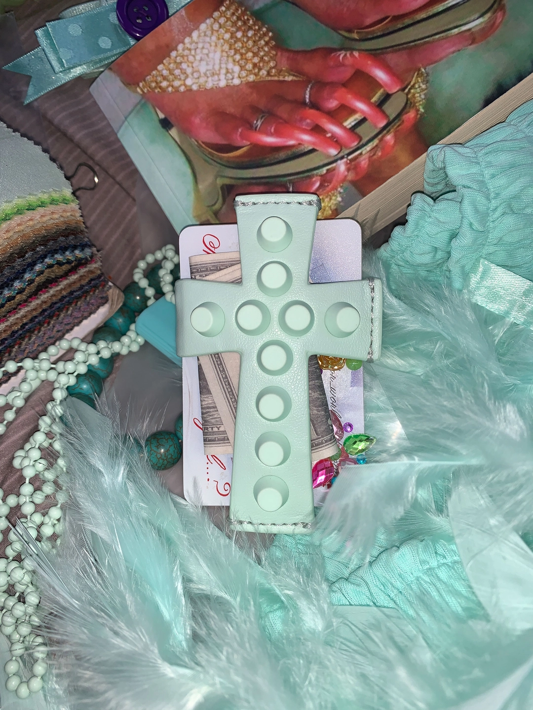 스컬프터 Cross Stud Strap Wallet Mint 상품 이미지 2