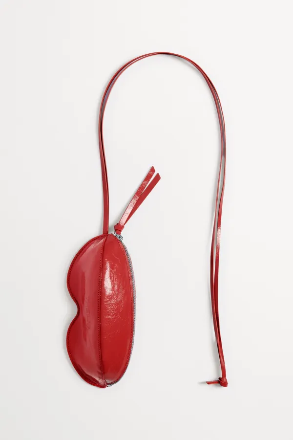 Glossy Una Eyeglass Leather Case Bag red