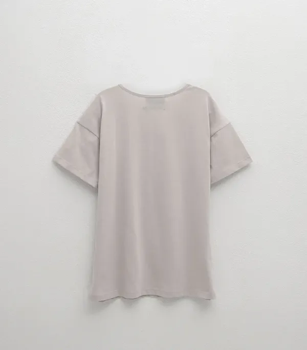 (Z-T-6822)ESSENTIAL V-NECK LOOSE TEE
